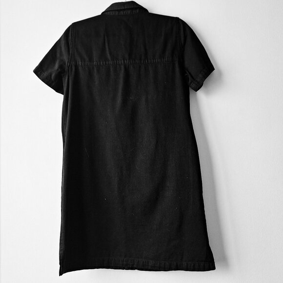 Organic Cotton Button-Down Mini Shirt Dress (Black) - Picture 3 of 4